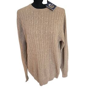 NWT Allen Solly Womens Cashmere Cable Knit Tan Preppy Pullover Sweater Size Medi